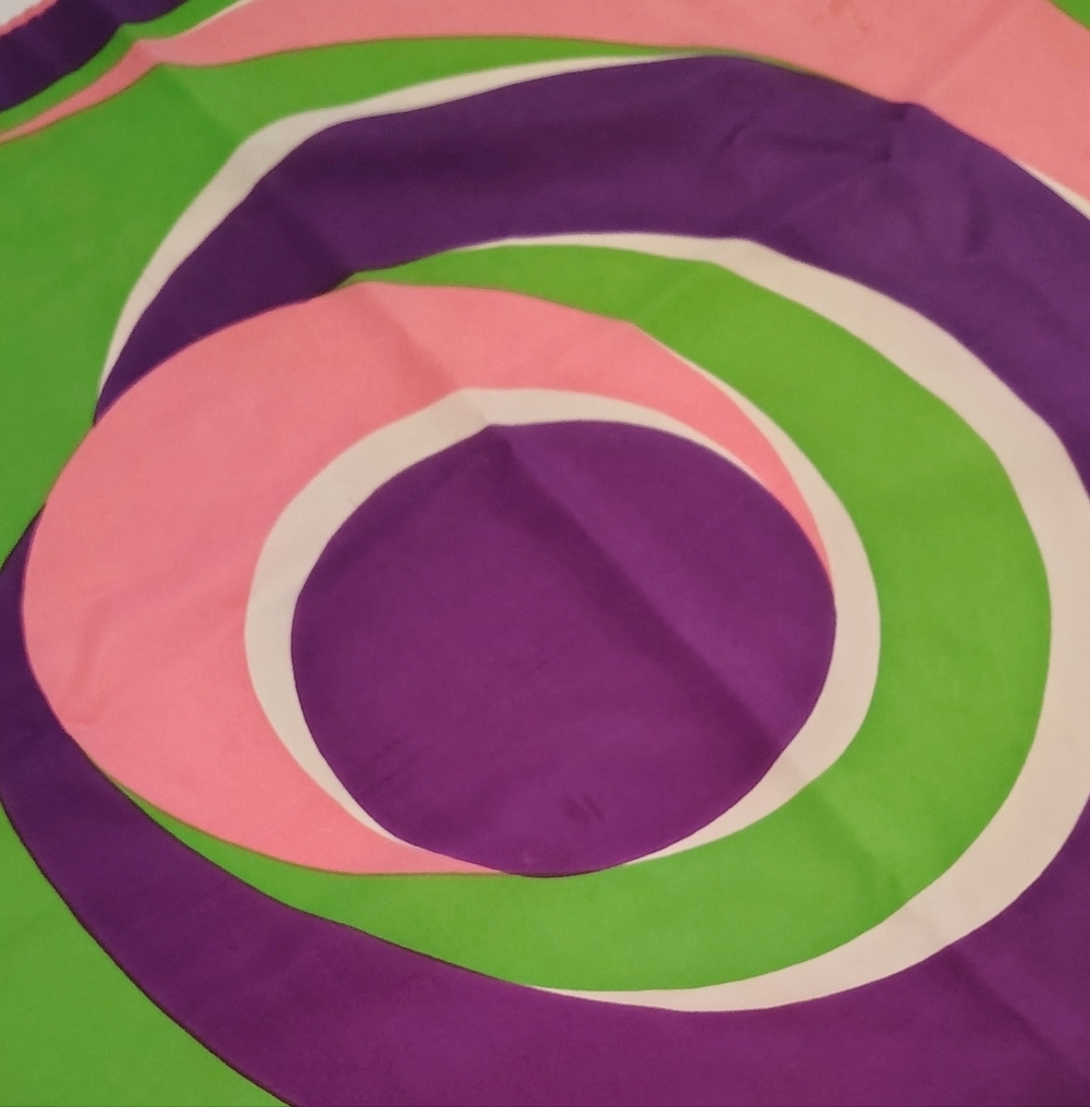 Pia Piccini Vintage Swirl Print Silk Scarf in Pink, Green & Purple - Picture 10 of 14